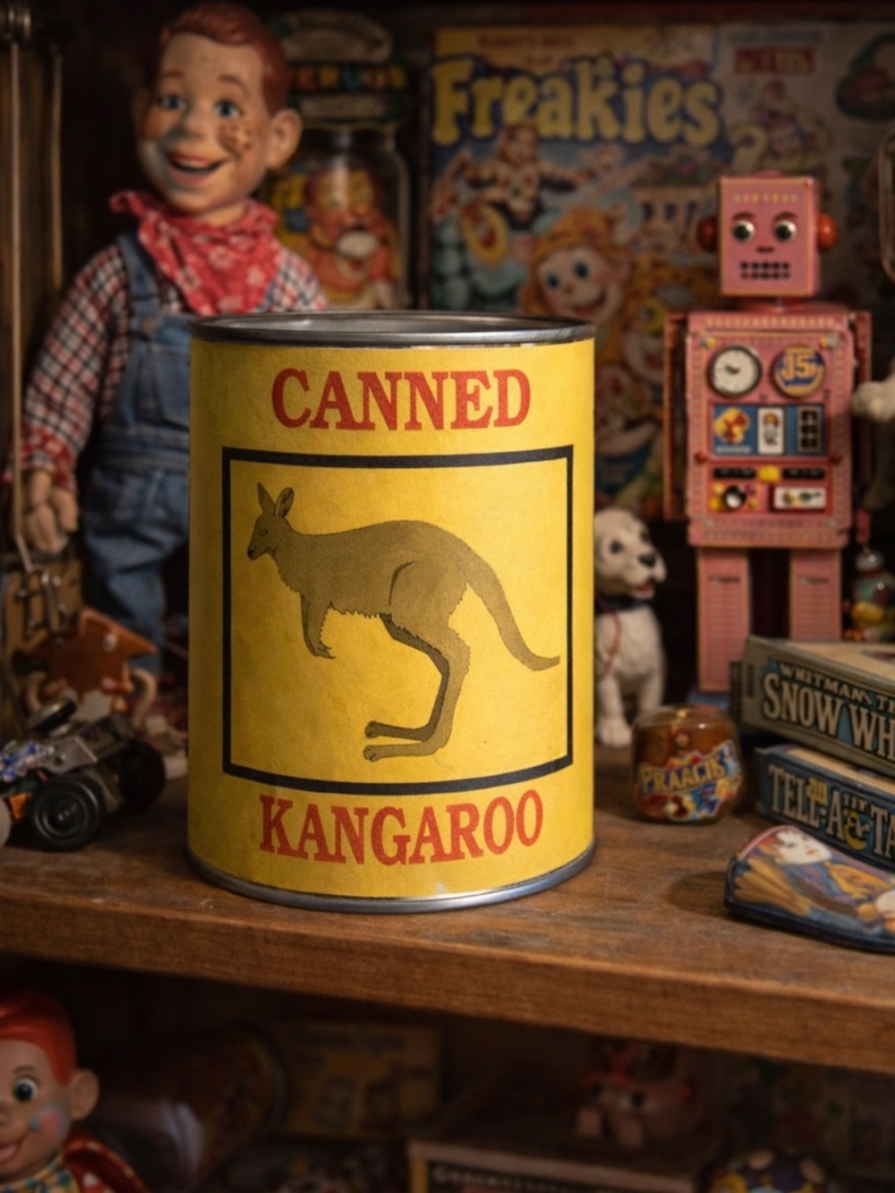 Vintage Kangaroo Stuffed Animal in a Can | Sealed Plush Surprise Toy